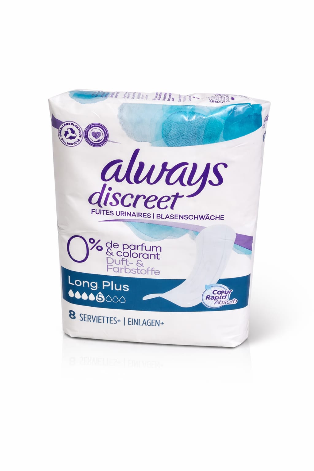 Always Discreet 5 Long Plus 8 SERVIETTES