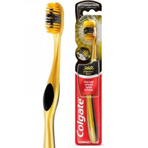 Colgate Tooth Brush 360 Meduim Charcoal Gold קולגייט מברשת שיניים 360 סיבי פחם זהב סופט